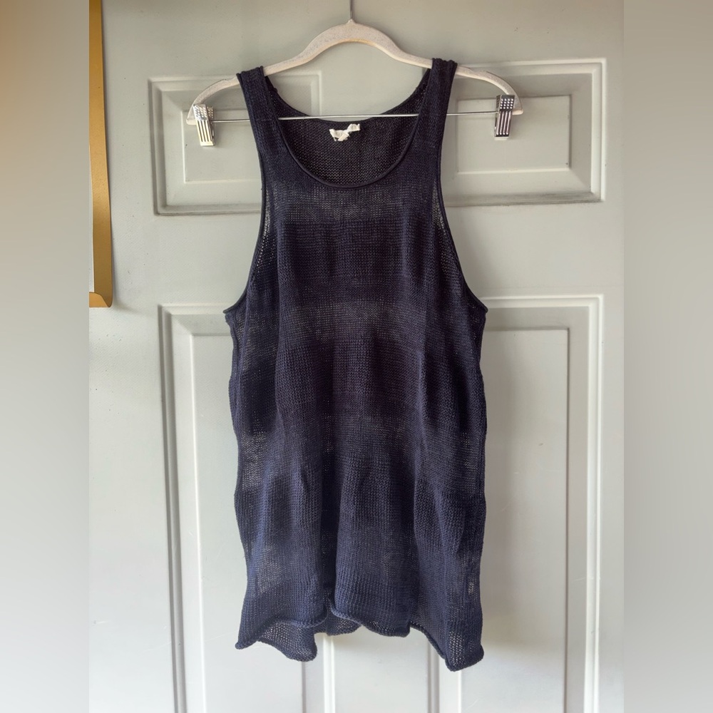 Eileen Fisher navy linen knit tank size S
